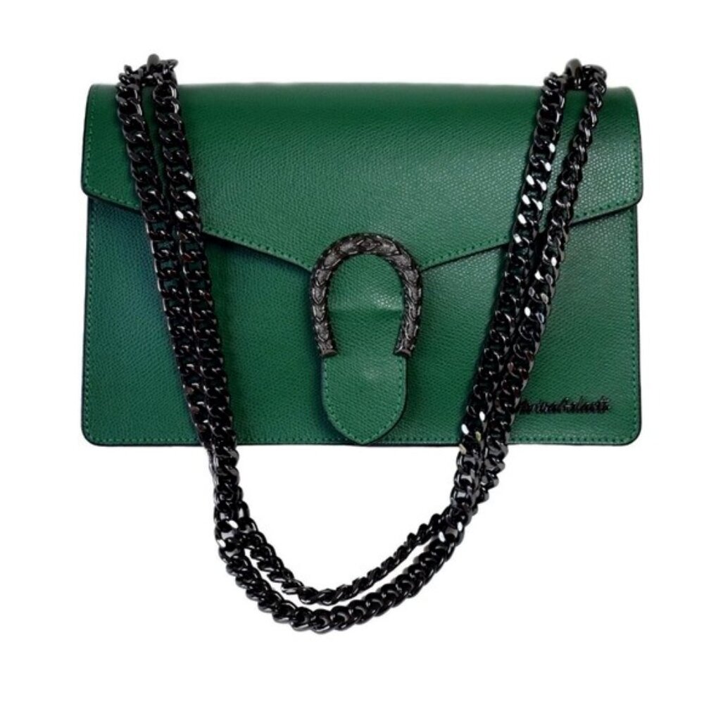 SOLD - Marina Galanti Emerald Leather Chain bag in Emerald Green